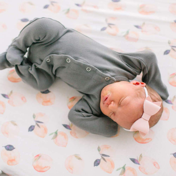 Copper Pearl Premium Knit Fitted Crib Sheet | Caroline