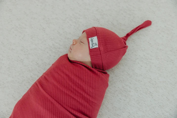 Copper Pearl Rib Knit Swaddle Blanket | Berry