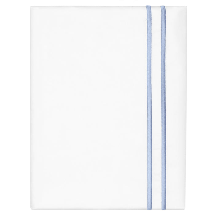 Cornflower Blue Lines Embroidered Pillowcase Pair