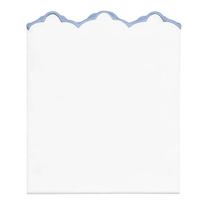 Cornflower Blue Scalloped Embroidered Pillowcase Pair