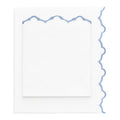 Cornflower Blue Scalloped Embroidered Sheet Set (Fitted, Flat, & Pillow Cases)