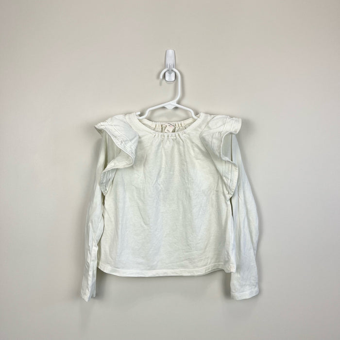 Crewcuts Long Sleeve Ivory Ruffle Top XS 4T/5T