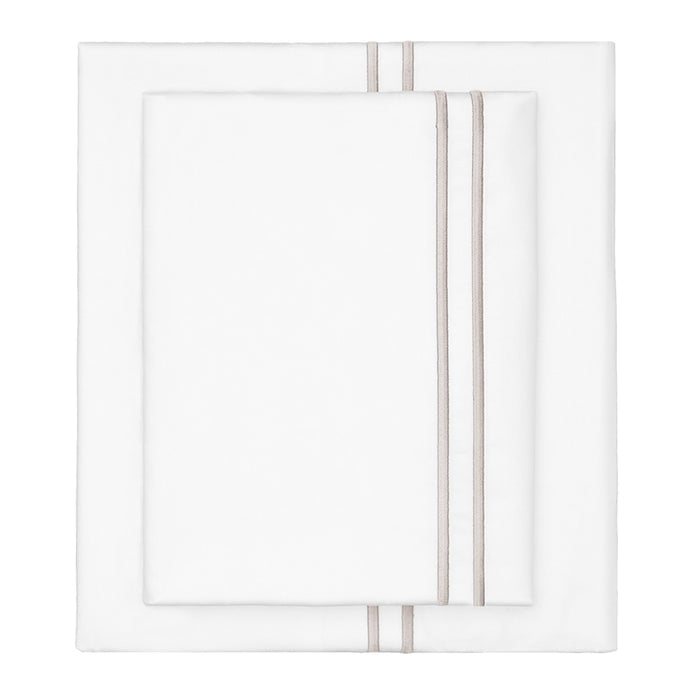 Dove Grey Lines Embroidered Flat Sheet