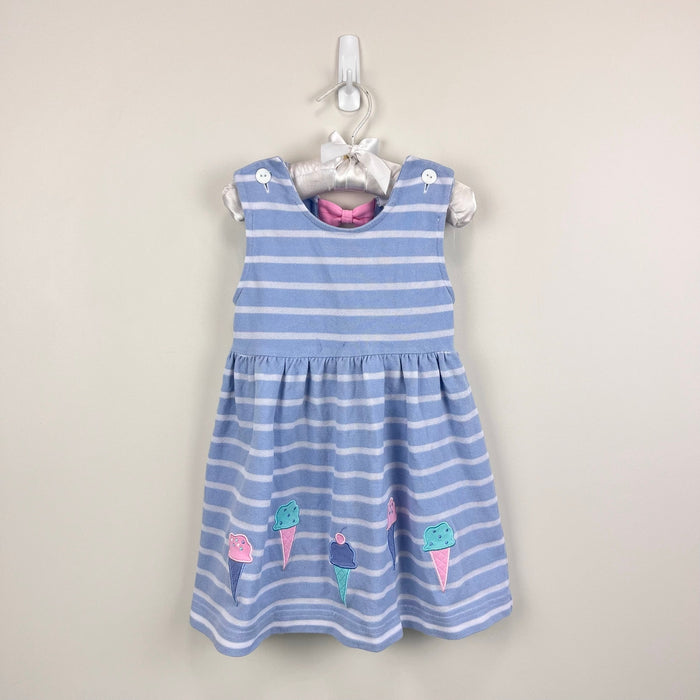 Florence Eiseman Girls Ice Cream Striped Knit Dress Light Blue 3T