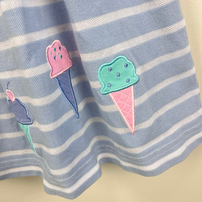 Florence Eiseman Girls Ice Cream Striped Knit Dress Light Blue 3T