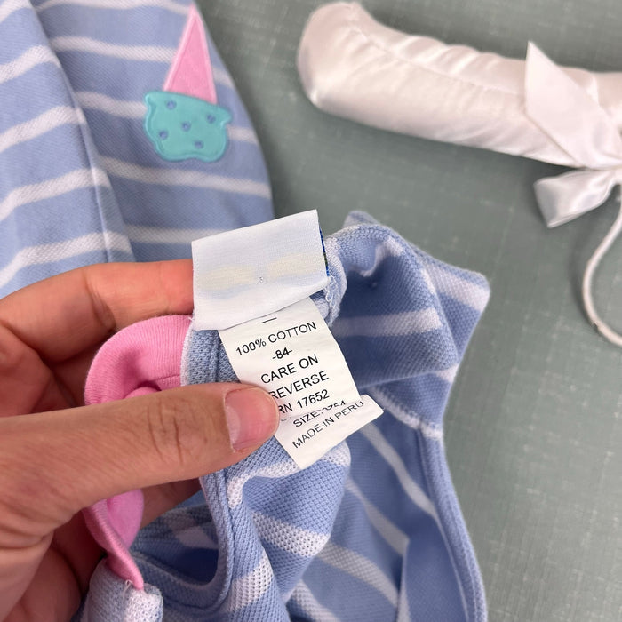 Florence Eiseman Girls Ice Cream Striped Knit Dress Light Blue 3T