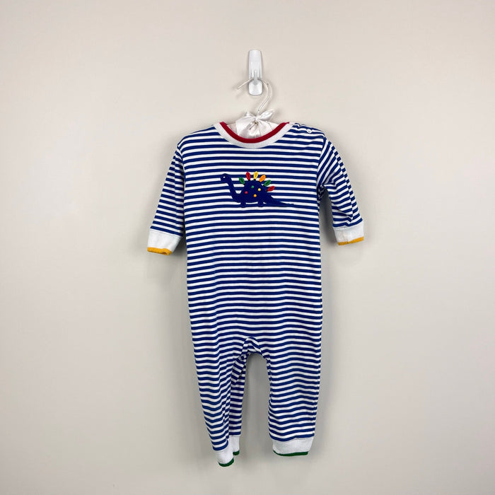 Florence Eiseman Stripe Knit Dinosaur Longall Romper 9 Months