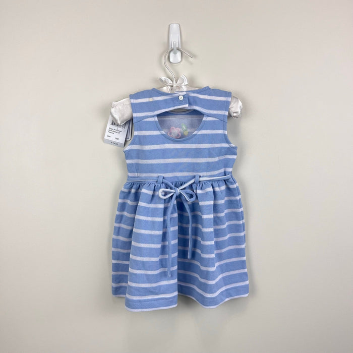 Florence Eiseman Stripe Knit Dress with Basket of Flowers Light Blue White 18 Months NWT