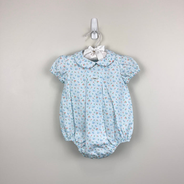 Foque Dove Blue Bird Print Bubble Romper 6 Months
