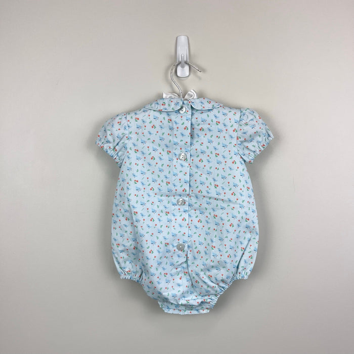 Foque Dove Blue Bird Print Bubble Romper 6 Months