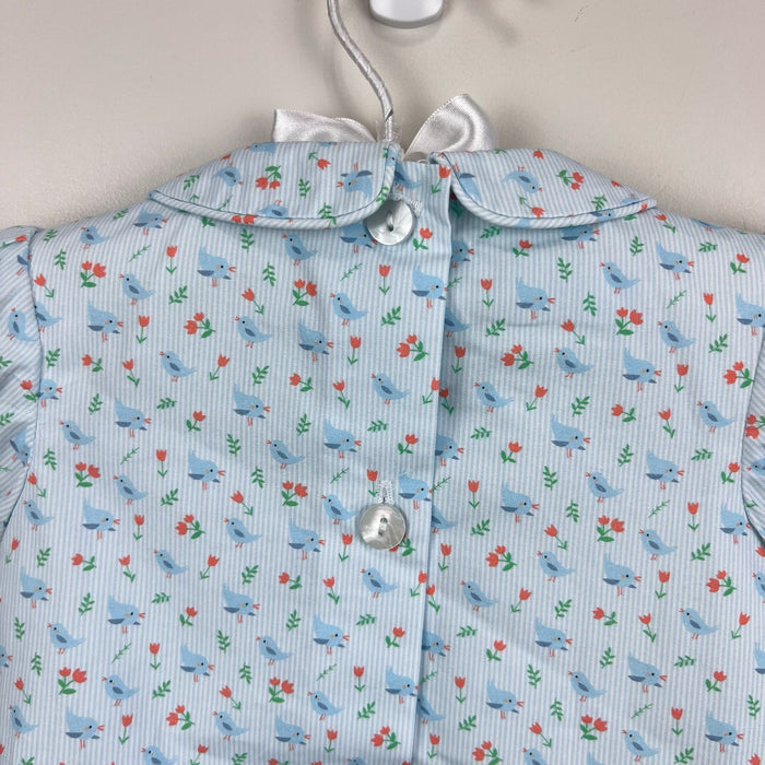 Foque Dove Blue Bird Print Bubble Romper 6 Months