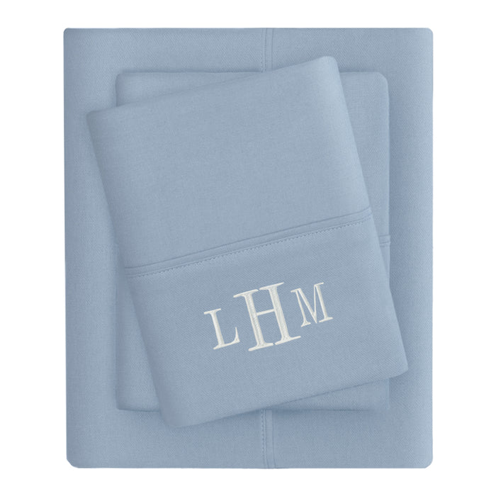 French Blue Flannel Pillowcase Pair