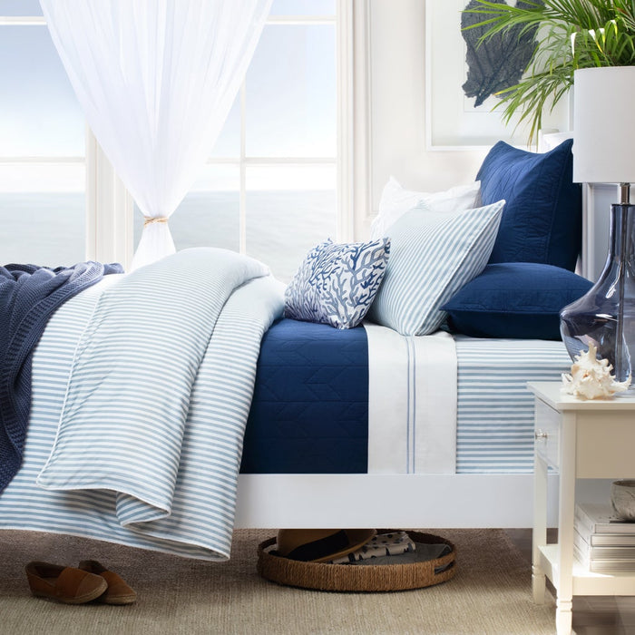 French Blue Striped Sheet Set 2 (Fitted & Pillow Cases)