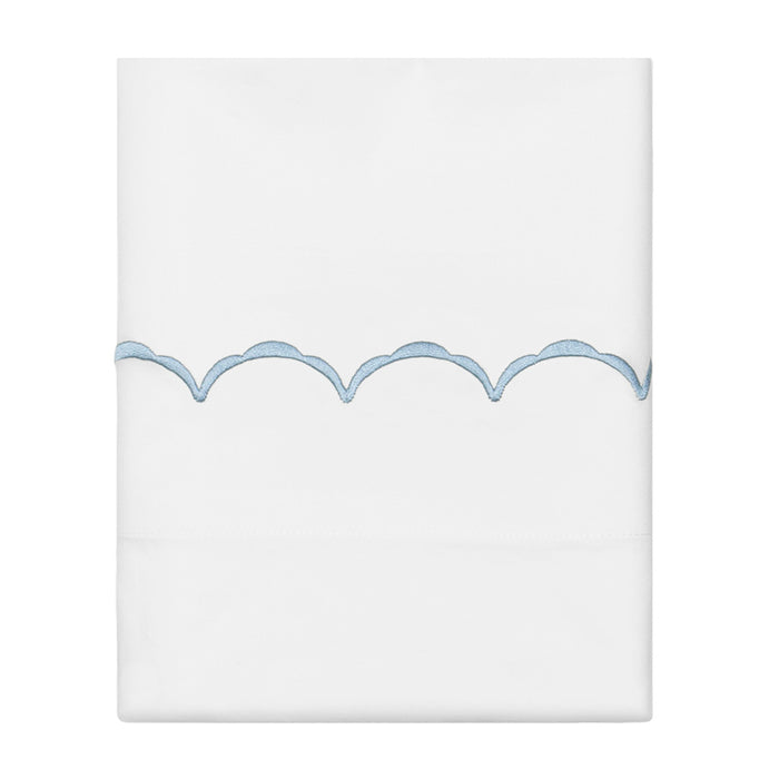 French Blue Wavelet Embroidered Pillowcase Pair