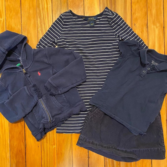 Girls 4 Piece Uniform Bundle Ralph Lauren J. Crew Children's Place Navy Blue 4/5