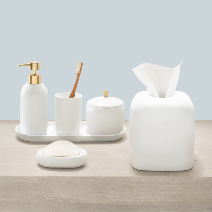 Gold Luna Resin Bath Accessories, Cotton Jar