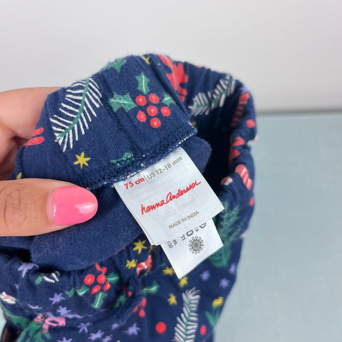 Hanna Andersson Baby Print Knit Jogger Winter White on Navy 75 cm 12-18 Months