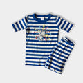 Hanna Andersson Blue & White Striped Snoopy Fireworks Short John PJs 130 cm 8