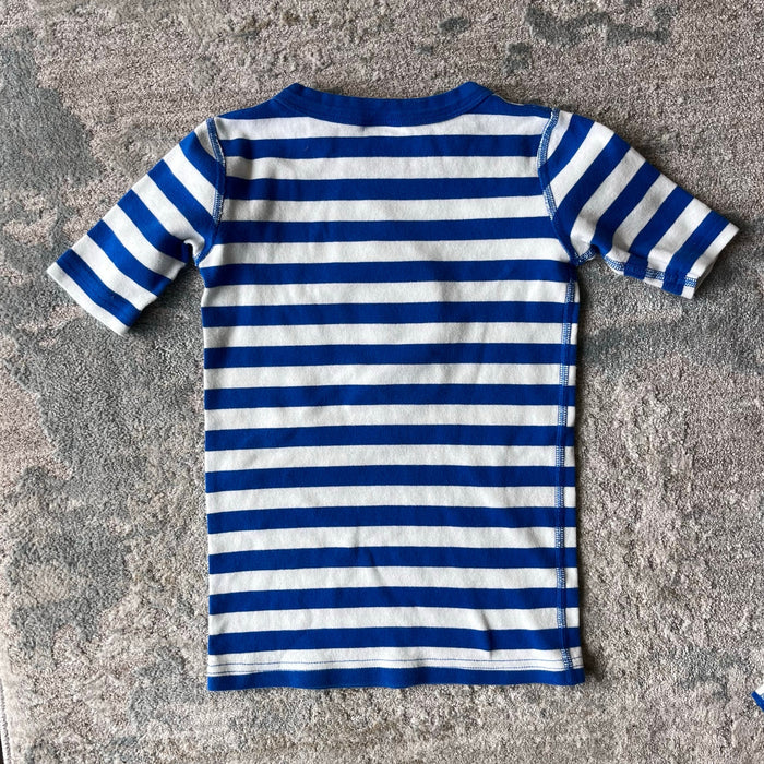 Hanna Andersson Blue & White Striped Snoopy Fireworks Short John PJs 130 cm 8