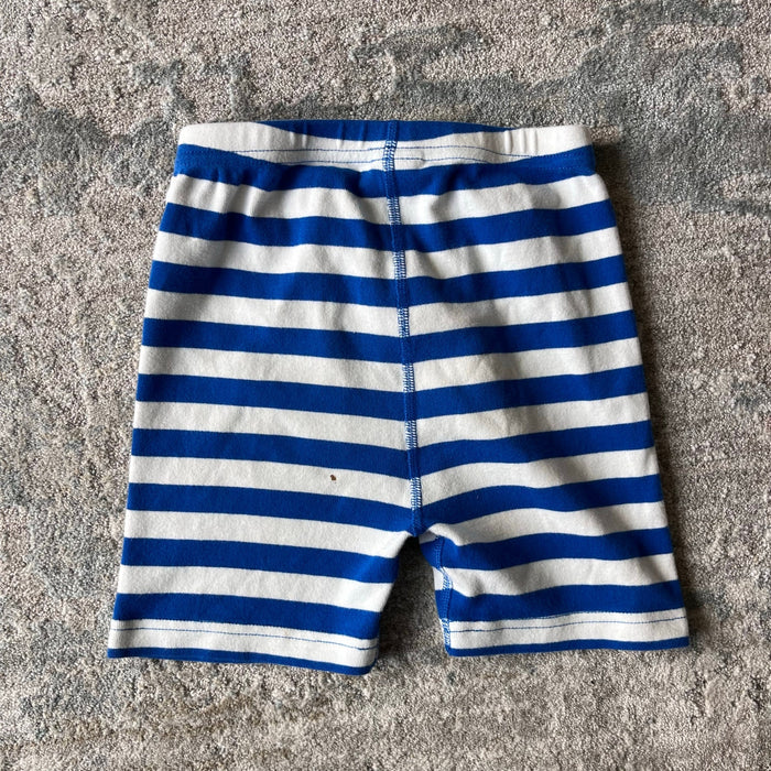 Hanna Andersson Blue & White Striped Snoopy Fireworks Short John PJs 130 cm 8