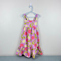 Hanna Andersson Cotton Tiered Cross Back Citrus Sunshine Tea Rose 120 cm 6-7