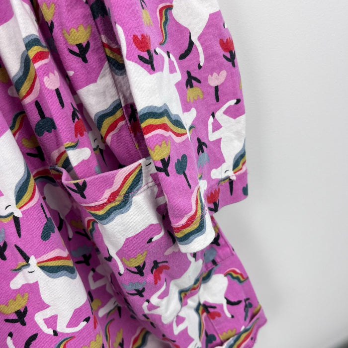 Hanna Andersson Floral Pink Unicorn Long Sleeve Dress 120 cm 6-7