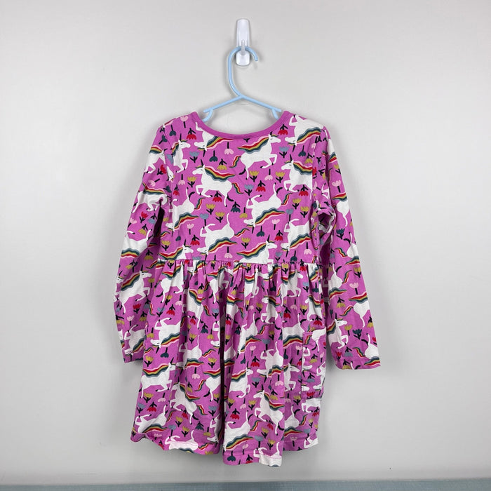 Hanna Andersson Floral Pink Unicorn Long Sleeve Dress 120 cm 6-7