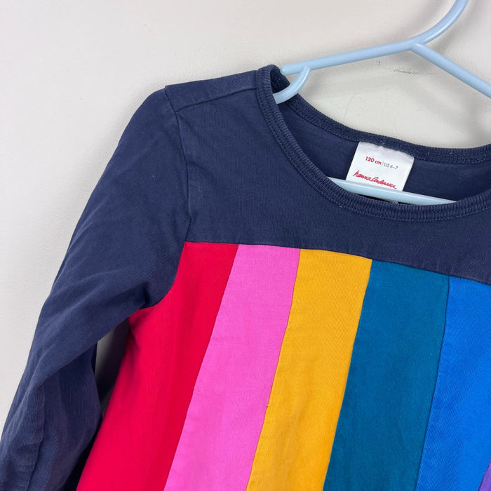 Hanna Andersson Girls Rainbow Stripe Dress 120 cm 6-7