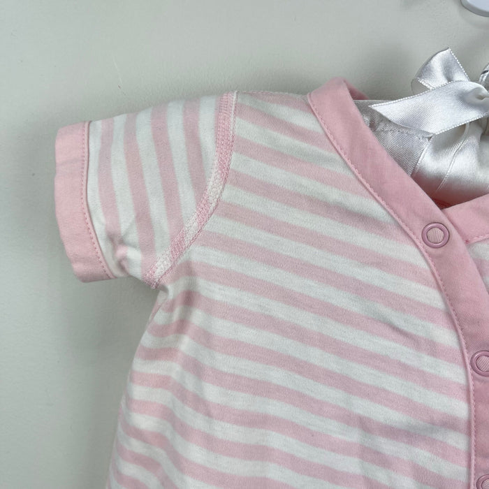 Hanna Andersson It's a Snap Romper Organic Pima Cotton Pink Stripe Newborn