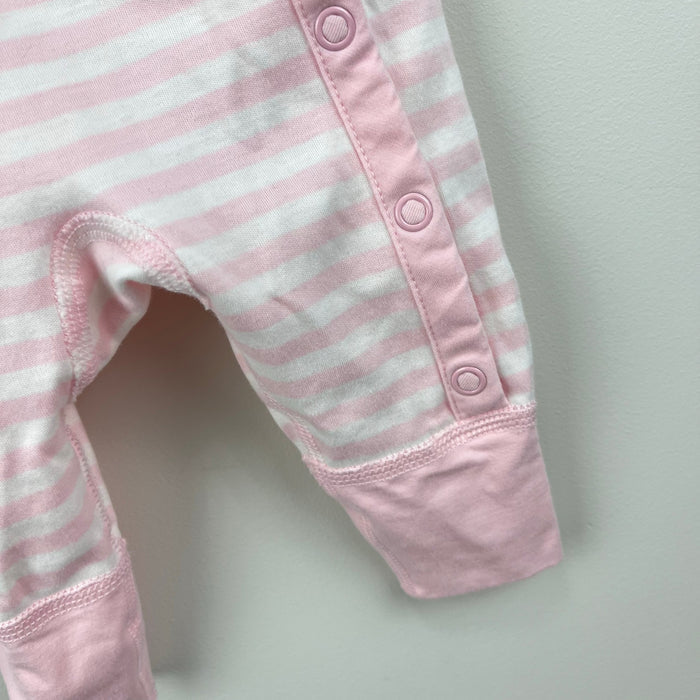 Hanna Andersson It's a Snap Romper Organic Pima Cotton Pink Stripe Newborn