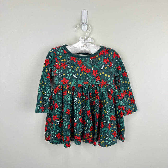 Hanna Andersson Long Sleeve Dress Poinsettia Patch 75 cm 12-18 Months