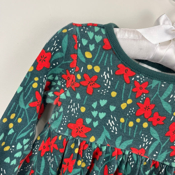 Hanna Andersson Long Sleeve Dress Poinsettia Patch 75 cm 12-18 Months