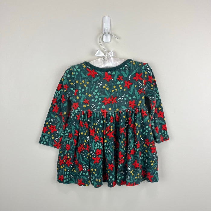 Hanna Andersson Long Sleeve Dress Poinsettia Patch 75 cm 12-18 Months