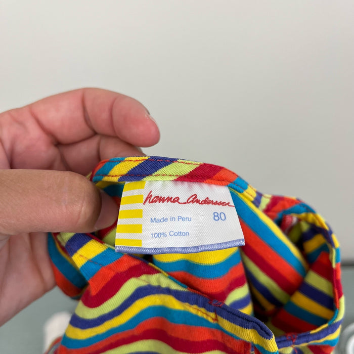 Hanna Andersson Long Sleeve Rainbow Striped Play Dress 80 cm 18-24 Months