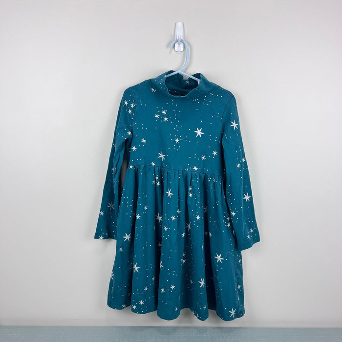 Hanna Andersson Long Sleeve Sparkle Dress Silver Stardust Everglade 120 cm 6-7
