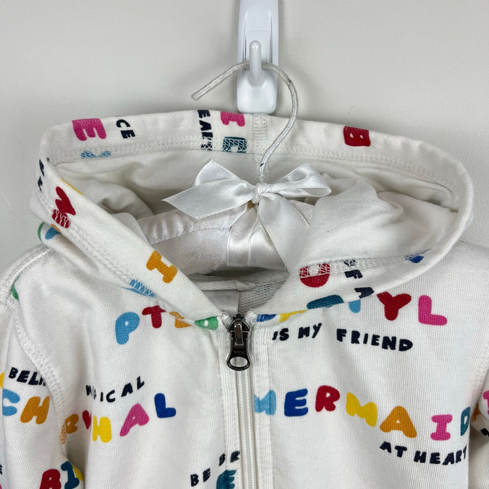 Hanna Andersson Make Believe Hoodie Zip Sweatshirt White 90 cm 3T