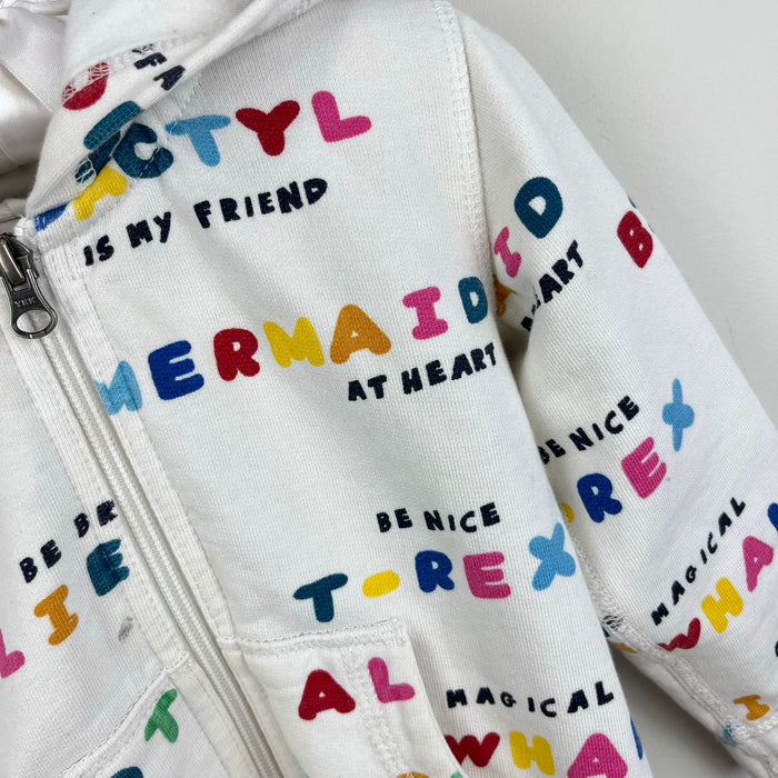 Hanna Andersson Make Believe Hoodie Zip Sweatshirt White 90 cm 3T