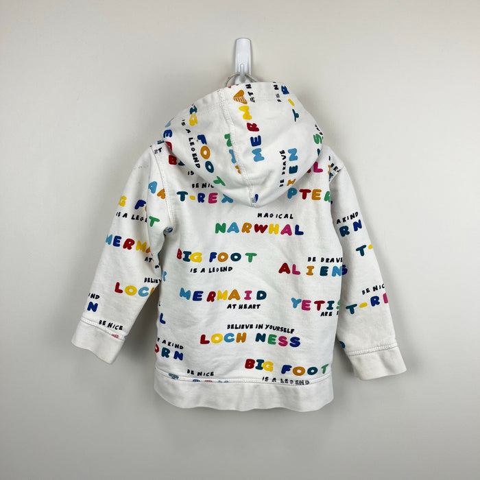 Hanna Andersson Make Believe Hoodie Zip Sweatshirt White 90 cm 3T