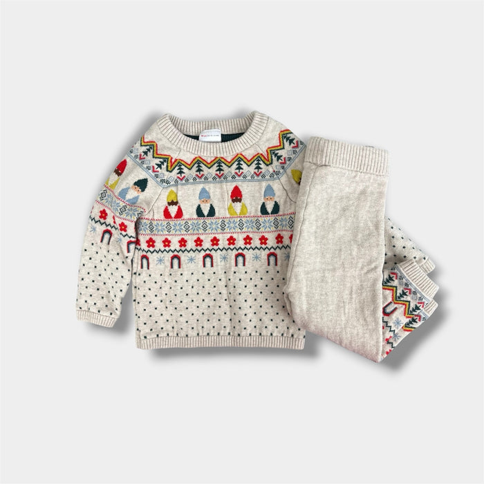 Hanna Andersson Novelty Holiday Sweater Set Rainbow Gnomes 80 cm 18-24 Months