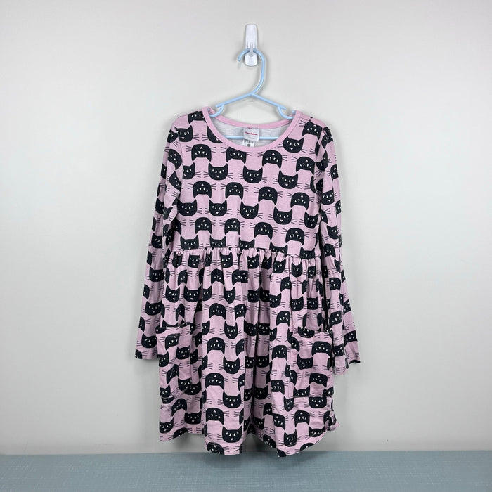 Hanna Andersson Pink Black Cat Long Sleeve Dress 130 cm 8