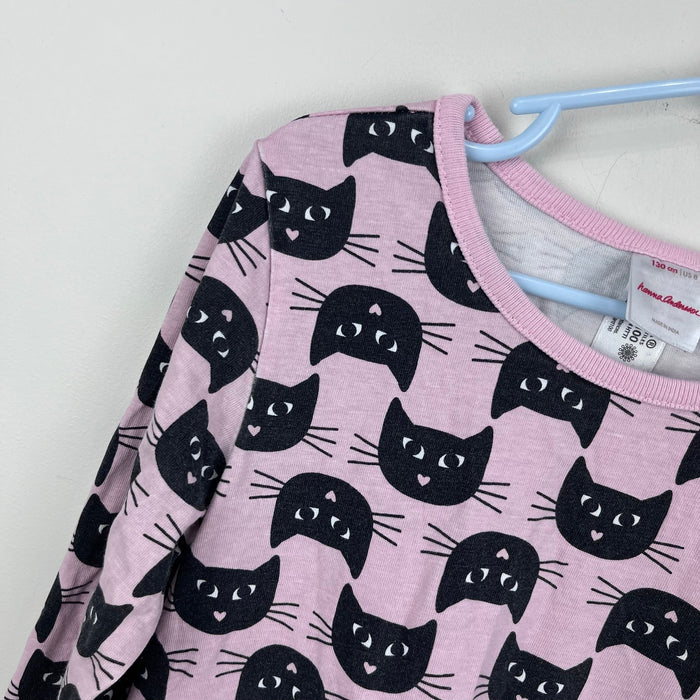 Hanna Andersson Pink Black Cat Long Sleeve Dress 130 cm 8