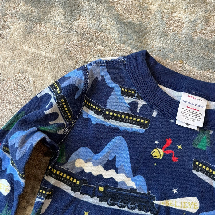 Hanna Andersson Polar Express Holiday Long John Pajamas 100 cm 4T