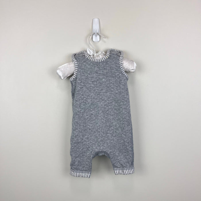 Hanna Andersson Reversible Overalls In Organic Cotton Heather Gray Newborn