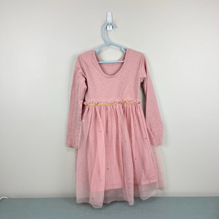 Hanna Andersson Shimmer Star Dress Soft Tulle Pink Rose Blossom 120 cm 6-7