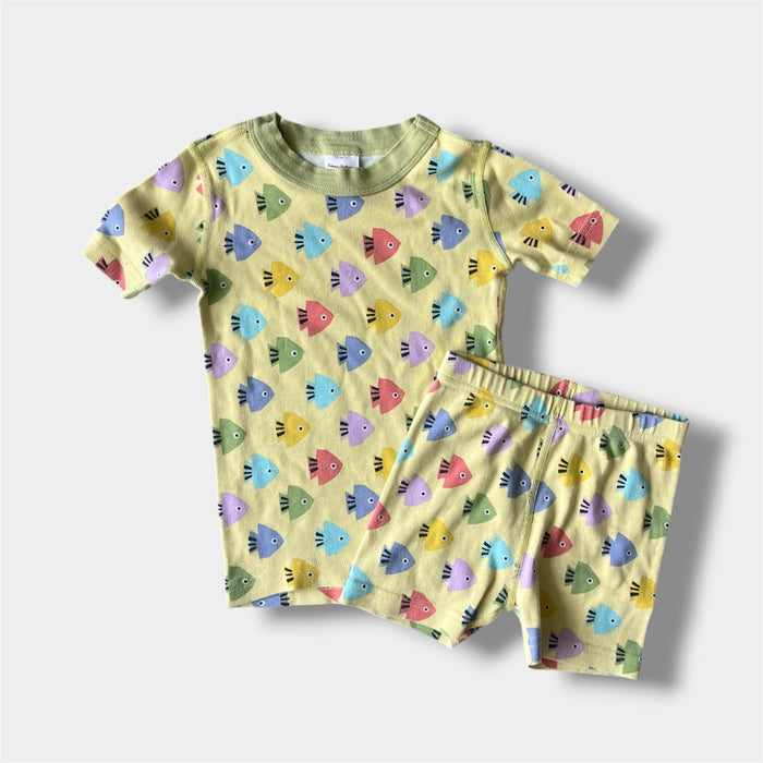 Hanna Andersson Yellow Fish Short John Pajamas 110 cm 5T