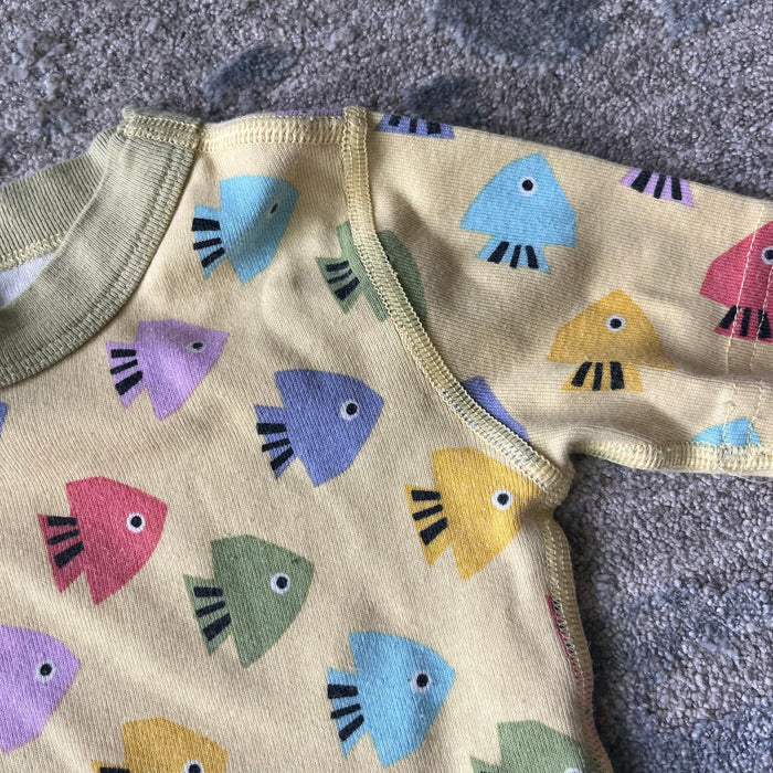 Hanna Andersson Yellow Fish Short John Pajamas 110 cm 5T