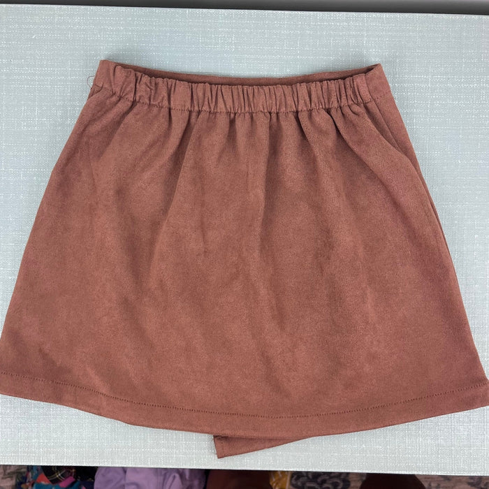 Happily Grey Kids Faux Brown Suede Wrap Skirt M 7/8
