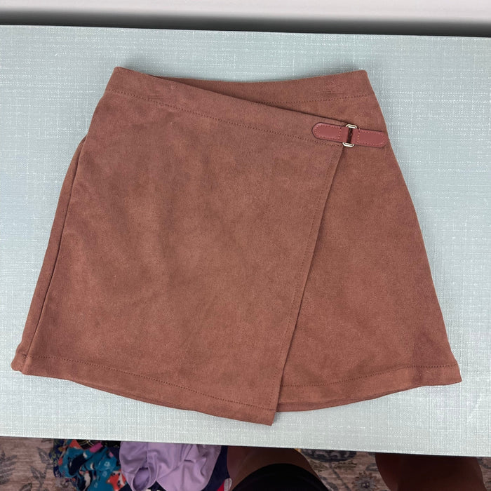 Happily Grey Kids Faux Brown Suede Wrap Skirt M 7/8