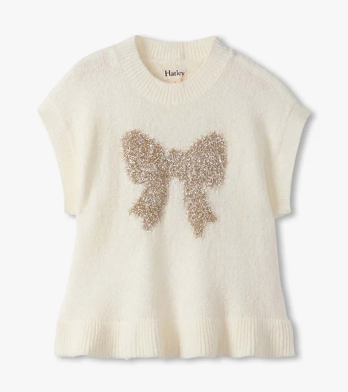 Hatley Girls Gold Bow Everywhere Sweater Vest