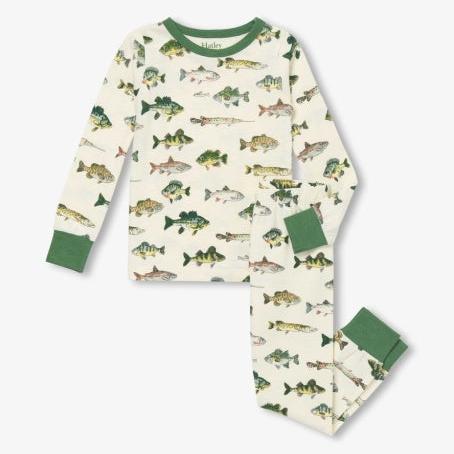 Hatley Real Fish Stretch Cotton Pajama Set | Cami Lace